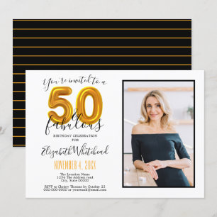 Guld 50 & Fabulous 50:e födelsedagsfoto Inbjudningar