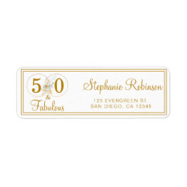 Guld 50 Fabulous Birthday Script Returadress L Returadress Etikett