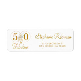 Guld 50 Fabulous Birthday Script-Returadress Returadress Etikett