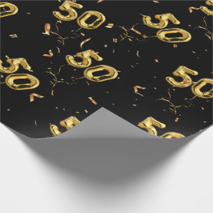 Guld 50 Mylarballonger och konfetti Presentpapper