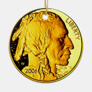Guld $50 myntar prydnaden julgransprydnad keramik