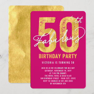 Guld 50 och Fabulous 50:e Födelsedagsfest Inbjudan