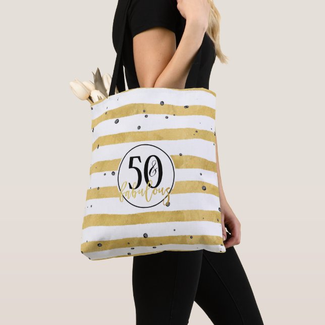 Guld 50 och Fabulous Confetti Tote Bag Tygkasse (Närbild)