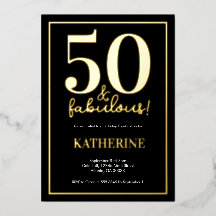 Guld 50 och fantastisk 50-årsdag Folie-inbjudan