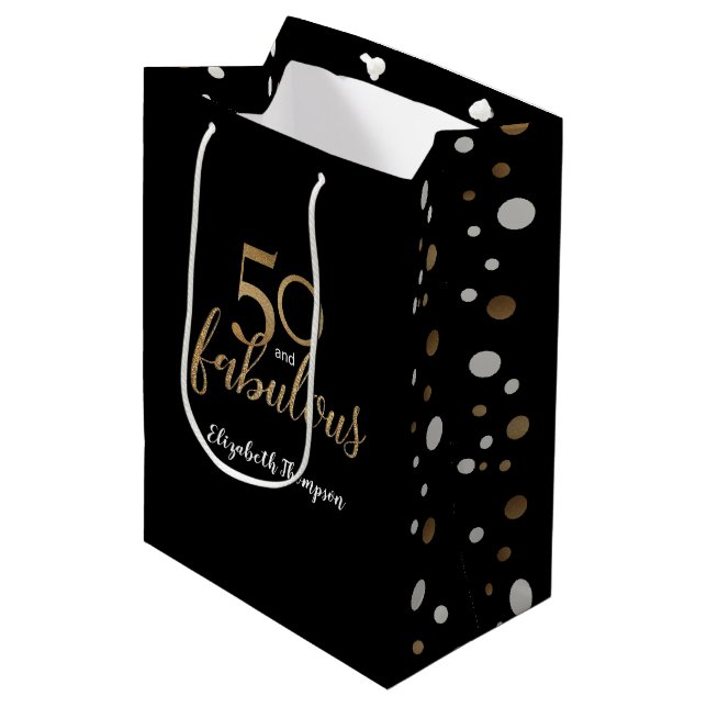 Guld 50 och fantastiska gåvor till födelsedagsfest (Framsidan Vinklad)