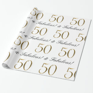 Guld 50 och sagolik 50th födelsedaggåva presentpapper