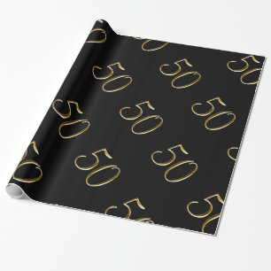 Guld 50 på födelsedagen för lycklig för svart presentpapper
