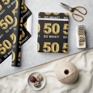 Guld 50 Så Vad Rolig Födelsedagsfest Presentpapper