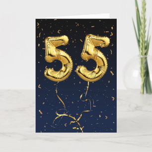 Guld 55 Mylar födelsedagsballonger och konfetti-ko Kort