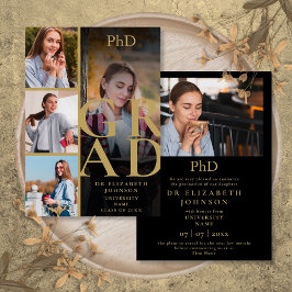 Guld 5 Foto PhD-examen Examenstecken Inbjudningar