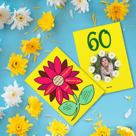 Guld 60:e födelsedag - enkel röd solros inbjudningar