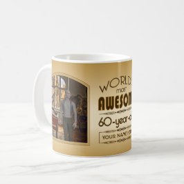 Guld 60:e födelsedag Världsfoto med bästa Anpassni Kaffemugg