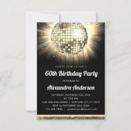 Guld 60:e Födelsedagsfesten 70:s Disco Boll Inbjudningar
