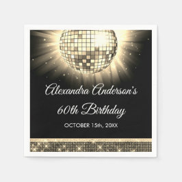 Guld 60:e Födelsedagsfesten 70:s Disco Boll Pappersservett