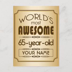 Guld 65e Birthday Celebration World Best Fabulous Inbjudan Vykort