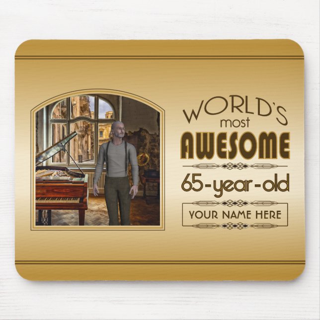 Guld 65e Birthday World's Best Anpassningsbar Phot Musmatta (Framsidan)