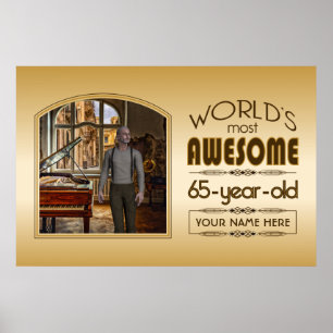 Guld 65e Birthday World's Best Anpassningsbar Phot Poster