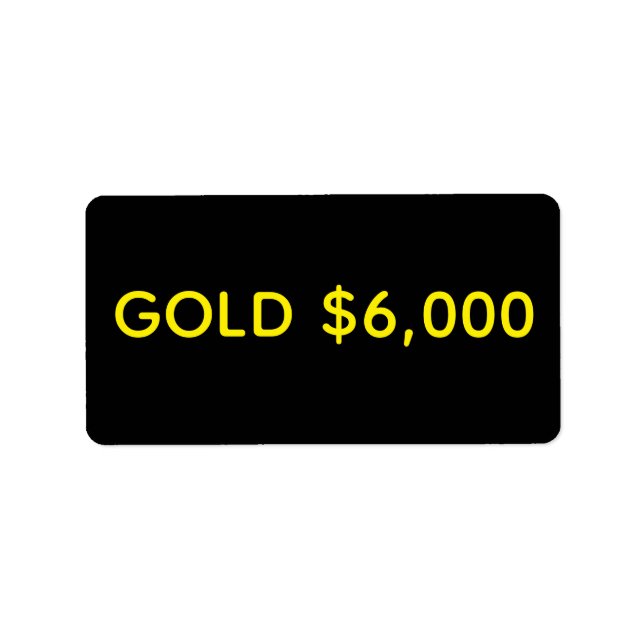 Guld $6,000 Marknadsfirande Adressetikett (Framsidan)