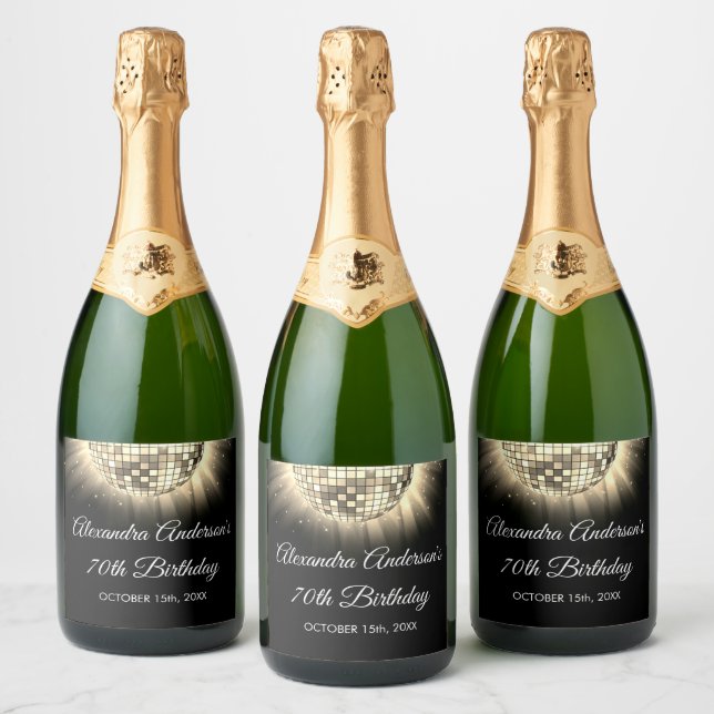 Guld 70:e Födelsedagsfesten Disco Boll (Flaskor)