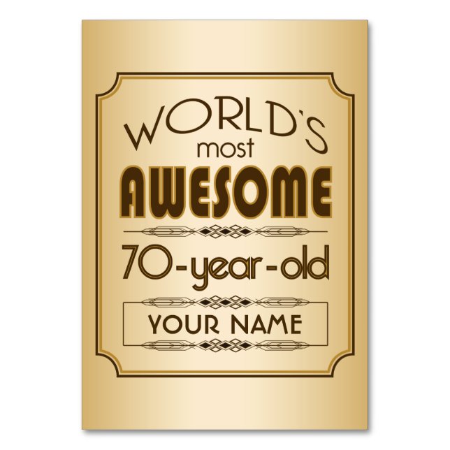 Guld 70:e födelsedagshälsfirandet World Best Fabul Bordsnummer (Baksidan)