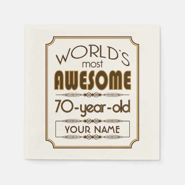 Guld 70:e födelsedagshälsfirandet World Best Fabul Pappersservett (Framsidan)