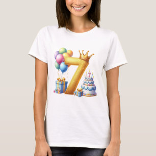 Guld 7-års födelsedag t shirt