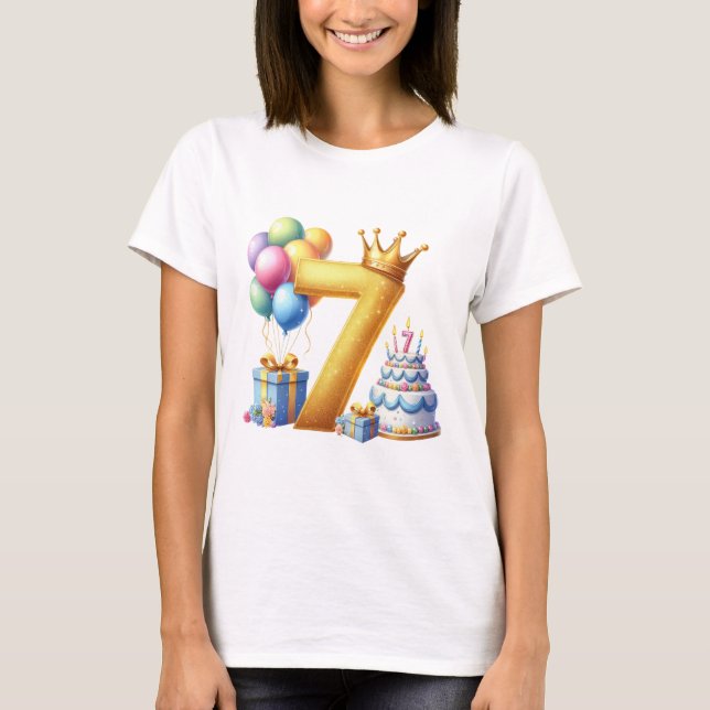 Guld 7-års födelsedag t shirt (Framsida)