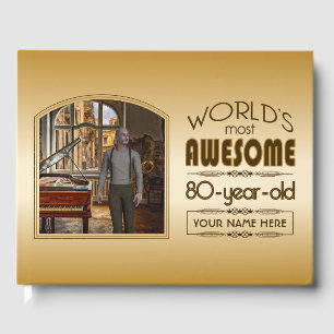 Guld 80:e födelsedag World's Best Anpassningsbar P Gästböcker