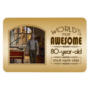 Guld 80:e födelsedag World's Best Anpassningsbar P Magnet
