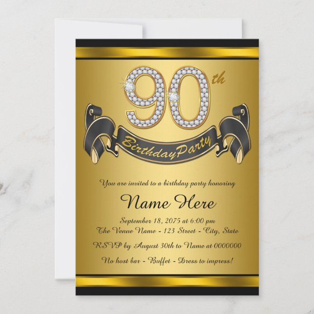 Guld 90-årsfest inbjudningar (Framsida)