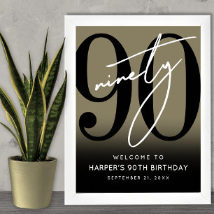 Guld 90-årsfirande välkomstskylt poster