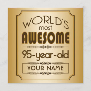 Guld 95:e födelsedagsfirandet World Best Fabulous Inbjudningar