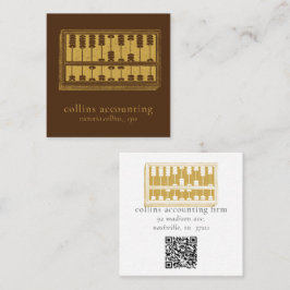 Guld Abacus QR-kod Brun fyrkantskort Fyrkantigt Visitkort