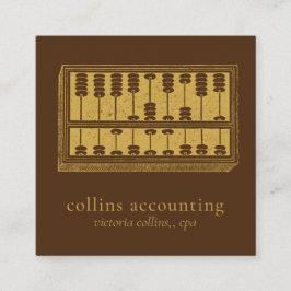 Guld Abacus QR-kod Brun fyrkantskort Fyrkantigt Visitkort