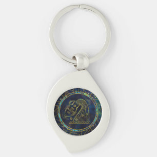 Guld- Abalone för AquariusZodiac på konstellatio Swirl Silverfärgad Nyckelring