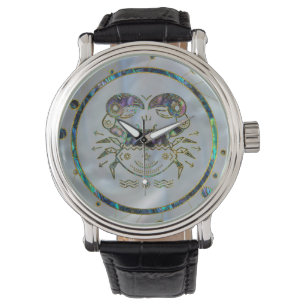 Guld- Abalone för cancerZodiac på konstellation Armbandsur