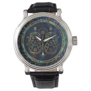 Guld- Abalone för GeminiZodiac på konstellation Armbandsur