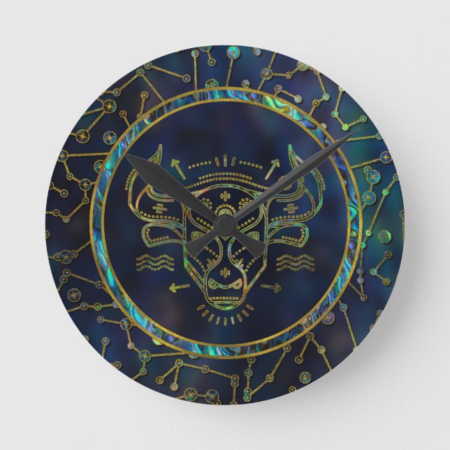 Guld- Abalone för OxenZodiac på konstellation Rund Klocka (Framsida)