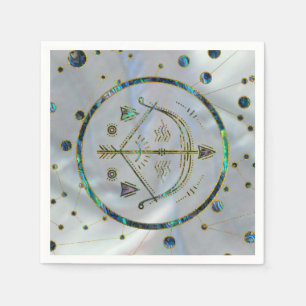 Guld- Abalone för SagittariusZodiac på Pappersservett