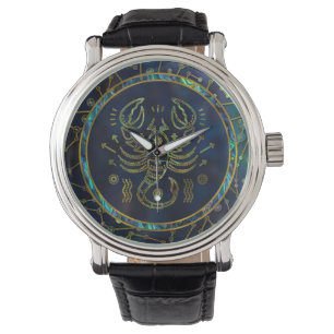 Guld- Abalone för ScorpioZodiac på konstellation Armbandsur