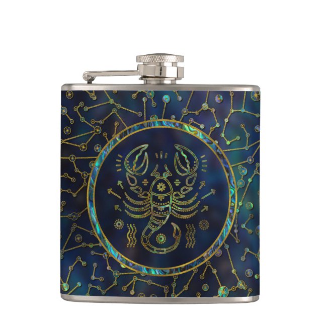 Guld- Abalone för ScorpioZodiac på konstellation Fickplunta (Framsidan)
