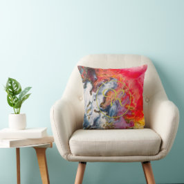 Guld Abstrakt Art Red, Violet Gult Blue Monogram Kudde