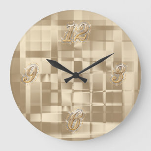 Guld Abstrakt Bling Wall Clock Stor Klocka