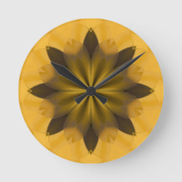 Guld Abstrakt Blommor till jul Rund Klocka