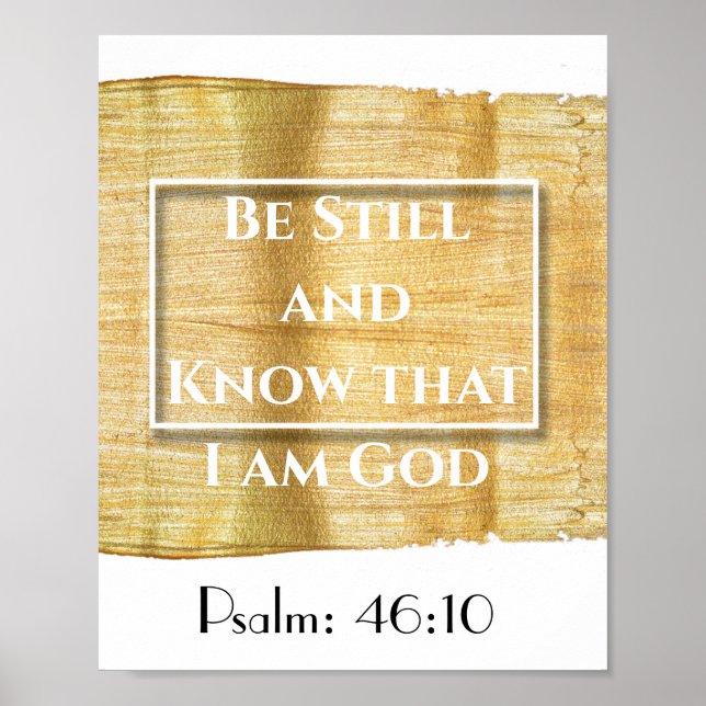 Guld Abstrakt Bordcitattecken psalm 46:10 Poster (Framsidan)