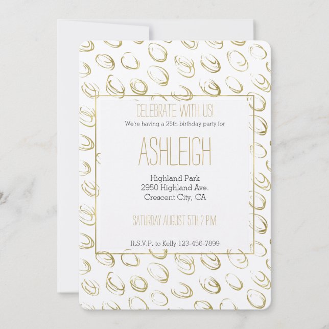 Guld Abstrakt Circles födelsedag Inbjudningar (Framsida)