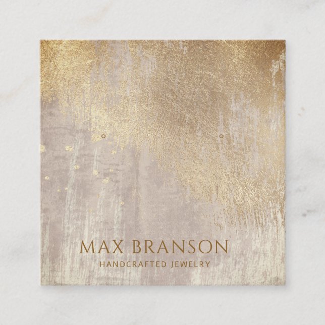 Guld Abstrakt Faux Foil Earring Visning Cards Fyrkantigt Visitkort (Framsida)