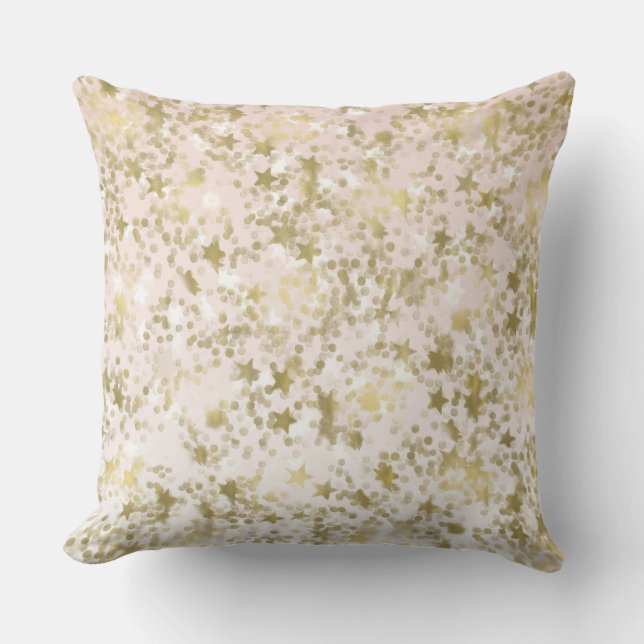 Guld- abstrakt för persikastjärnakonfettiar kudde (Framsida)