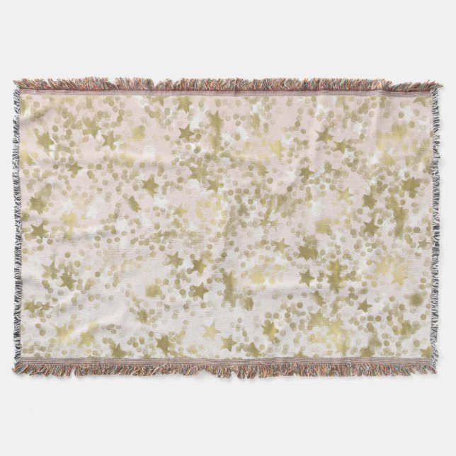 Guld- abstrakt för persikastjärnakonfettiar mysfilt (Framsidan)