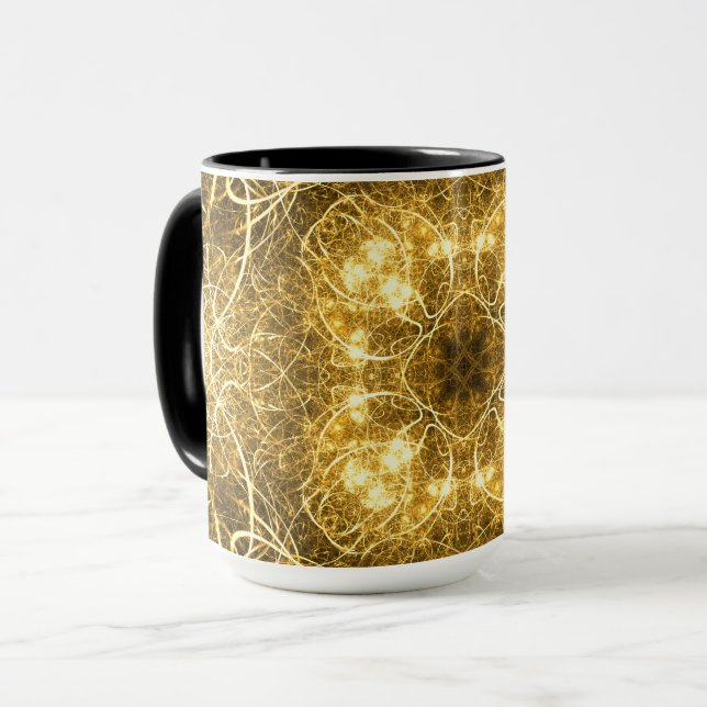 Guld Abstrakt Fractal Mugg (Framsida vänster)